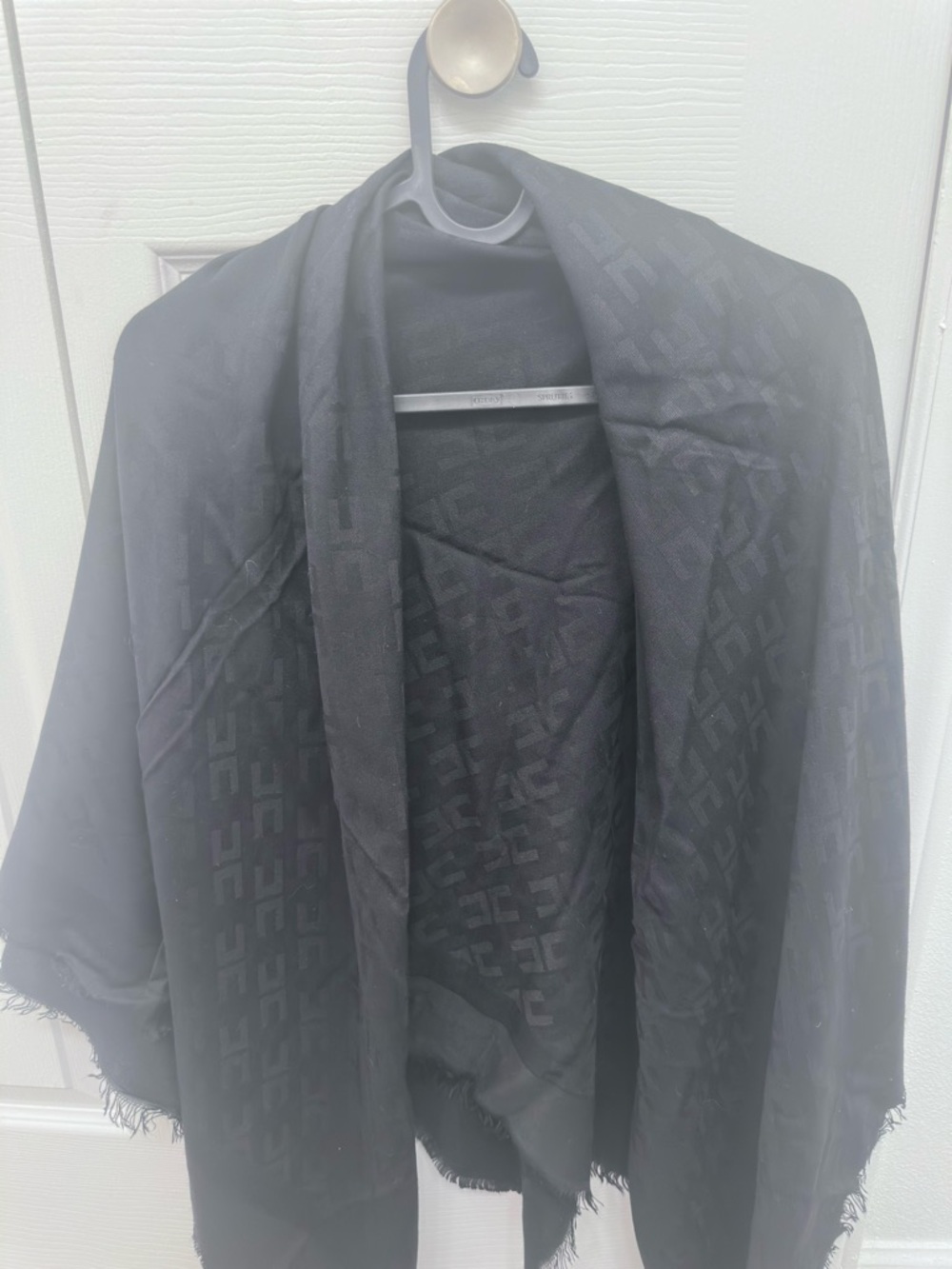 Black Logo Jacquard Shawl - Designer Inspired Scarf